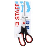 Ножницы STAFF, 230 мм, резиновые вставки, черно-красные (238946)