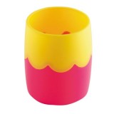 Стакан для канцтоваров СТАММ, пластиковый, двухцветный, розово-желтый (10) (СН502)