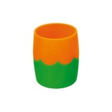 Стакан для канцтоваров СТАММ, пластиковый, двухцветный, зелено-оранжевый (10) (СН503)