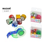 Набор лента клейкая декоративная MAZARI, цвет с блестк, 7шт,1,2 см х 1 метр +диспанс,(M-4301Р)