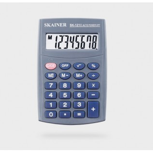 Калькулятор карманный SKAINER SK-121II, 8 разрядный., пластик, 64x98,5x13мм, серый (50/200) (SK-121I