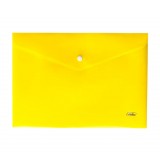 Папка-конверт на кнопке А4 ХАТБЕР, 180мкм, пластиковая, желтая (штрихкод за ед.) (1/10/100) (051428)