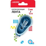 Корректор ленточный deVENTE, 5мм x 12м, фронтальный аплик, прозрачный корпус с цв. рамкой (4062403)