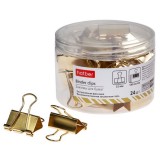 Зажимы для бумаг ХАТБЕР, металл, 32мм, в пласт. тубе, золотые (ЦЕНА ЗА 1 ШТ.) (059169)