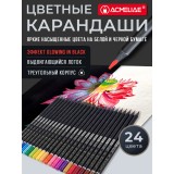 Набор цветных карандашей ACMELIAE трехгранные, 24цв. в картонном футляре (C8900-24PB)