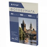 Фотобумага ALINGAR глянцевая А4, 180 г/м2, 100л., односторонняя (AL11091)