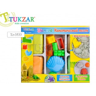 Песок кинетический TUKZAR, 4 пакета*250гр, цветной, с формочками (12/24) (TZ 3533)