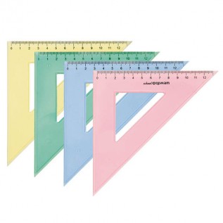 Треугольник пластиковый SchoolФОРМАТ, 45 градусов, 14 см, полупрозрачный, ассорти (30/600)(08.22.31)