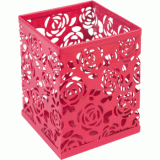 Подставка для пишущих принадлежностей deVENTE, квадратная, метал., ажурная, ярко-розовая  (4104706)