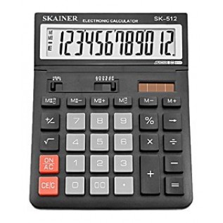Калькулятор настольный SKAINER SK-512M, 12 разрядный., пластик, 140x176x45 мм, черный (SK-512M)