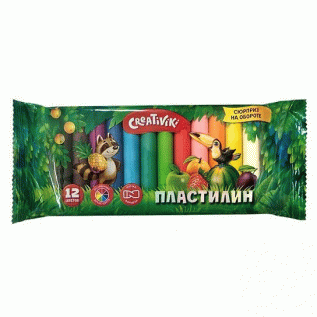 Пластилин CREATIVIKI, 12цв., 120г.3+  (205664) (ПЛ1012КР)