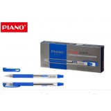 Ручка шариковая PIANO, 0,5 мм, пластик, прозрачный корпус, резин держатель, синий, (PT-350-12/син)