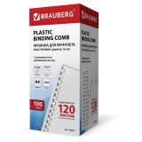 Пружины пластиковые для переплета BRAUBERG,16 мм, белые, КОМПЛЕКТ 100 шт (530815)