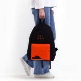 Рюкзак молодежный, 33*13*37 см, отд на молнии, н/карман, чёрный/оранжевый (5352883)