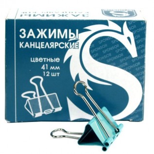 Зажимы для бумаг SPONSOR, 41 мм, цветные (ЦЕНА ЗА 12 ШТ) (12/1296) (SBC41C) (C06223)