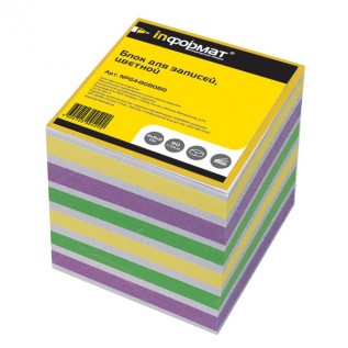 Блок цветной бумаги для заметок inФОРМАТ, 80х80х80мм, 80гр., куб, проклеенный, 4 цвета (NPG4-808080)