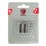 Точилка металлическая GLOBUS, 2 отверстия, в блистере (4852998) (ТЧМ-03)