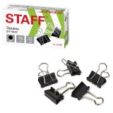 Зажимы для бумаг STAFF, 19 мм, черные (ЦЕНА ЗА 12 ШТ) (12/12/360) (224606)