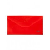Папка-конверт на кнопке C6 ХАТБЕР, 180 мкм, 224*119мм, пластиковая, красная (1/5/125) (032611)