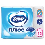 Туалетная бумага ZEWA PLUS, 2-х слойная, 12 рулонов (12х23 м), белая (144090) (124051)