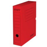 Короб архивный А4 STAFF, 75 мм, микрогофро-картон,с клапаном, красный (128861)