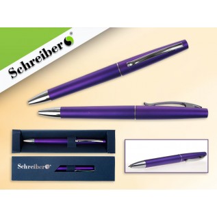 Ручка шариковая металлическая SCHREIBER, в футляре, фиолетовый корпус, синяя (24/480) (S 3521)