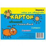 Набор цветного картона ЭВРИКА, 8л, 8цв., в пакете, мелованный