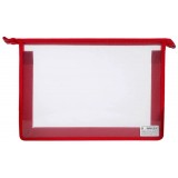 Папка для тетрадей А4, пластик, на молнии, прозрачная, красная оконтовка (ПЧ-ПМ-А4-02КО)