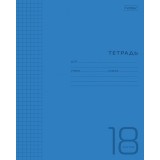 Тетрадь А5 18л. клетка, ХАТБЕР, 65г/кв.м, пластик, скоба, синяя (078244)