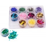 Набор декоративных пайеток и конфетти MAZARI, 12 видов, пласт. коробка, ассорти (М-9933)