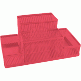 Подставка для канцелярских принадлежностей deVENTE,20*10*10 см,метал.,3 секции,ярко-розовая(4104914)