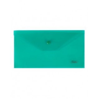 Папка-конверт на кнопке C6 ХАТБЕР, 180 мкм, 224*119мм, пластиковая, зеленая (1/5/125) (032613)