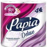 Туалетная бумага PAPIA DELUXE/ELITE, 4х-сл., 14,8м, белая, спайка 4 шт (50202822/502040) (112045)