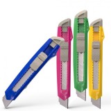 Нож канцелярский ALINGAR, 18мм, с металл. напр., пластиковый корпус, ассорти (ЦЕНА ЗА 12ШТ) (AL6656)