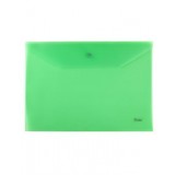Папка-конверт на кнопке А4 ХАТБЕР, 180мкм, пластиковая, зеленая (ЦЕНА ЗА 10 ШТ) (AKk4_00004) (040037