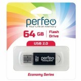 Флеш-драйв USB PERFEO Е01, 64Gb, black economy series (PF-E01B064ES)