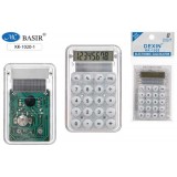 Калькулятор BASIR 8-разрядный, 85х55х8мм, питание от батарейки, прозр белый (KK-1020-1/белый/)