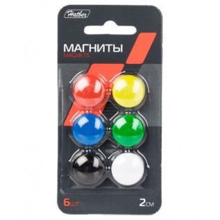 Магниты для сухостираемых досок ХАТБЕР цветные d=20 мм 6 шт./уп. (SM_02069) (040759)