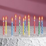 Набор свечей для торта, 12шт + подставки, 6х0,5 см (852020)