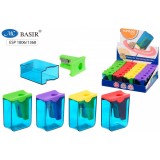 Точилка BASIR одно отв., с контейнером, 3,5*2,5см, бирюз. корп, цветн. крышка (ESP 1806/1368) Точилка BASIR одно отв., с контейнером, 3,5*2,5см, бирюз. корп, цветн. крышка (ESP 1806/1368)