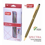 Ручка шариковая FLAIR SPECTRA 0,8 мм. позолота металл, стержень 118 мм, синяя, футляр (F-69206/сер.)