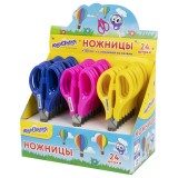 Ножницы ЮНЛАНДИЯ 130 мм, с линейкой, цвет ассорти, в дисплее (238342)