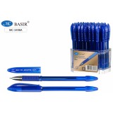 Ручка шариковая BASIR, 0,7 мм, пластик,  масляная основа, прорезин держатель, синий, (МС-3498) 