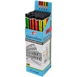 Карандаш чернографитный ЛУЧ HB, шестигранный, неоновый с полосками (35С 2360-08)