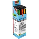 Карандаш чернографитный ЛУЧ HB, шестигранный, неоновый с полосками (35С 2360-08)