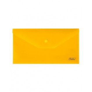 Папка-конверт на кнопке C6 ХАТБЕР, 180 мкм, 224*119мм, пластиковая, желтая (1/5/125) (032614)