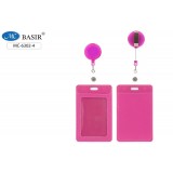 Бейджи для пропуск BASIR 10,5х6,5см, кожзам с рулеткой-ретрак с вытяжной нитью, розовый (MC-6302-4)