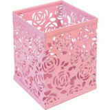 Подставка для пишущих принадлежностей deVENTE, квадратная, металлическая,ажурная, розовая  (4104707)