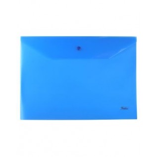 Папка-конверт на кнопке А4 ХАТБЕР, 180мкм, пластиковая, синяя, непрозрачная (051425) (10/100)