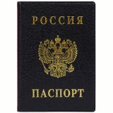 Обложка для паспорта с гербом, ПВХ, черная, ДПС (2203.В-107) (270665)
